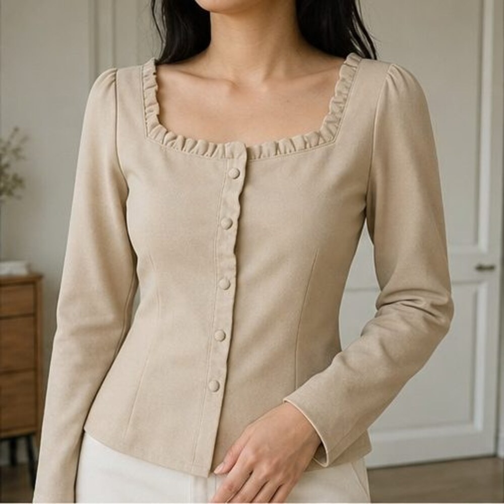 Sand Button Blouse - Picture 2 of 6